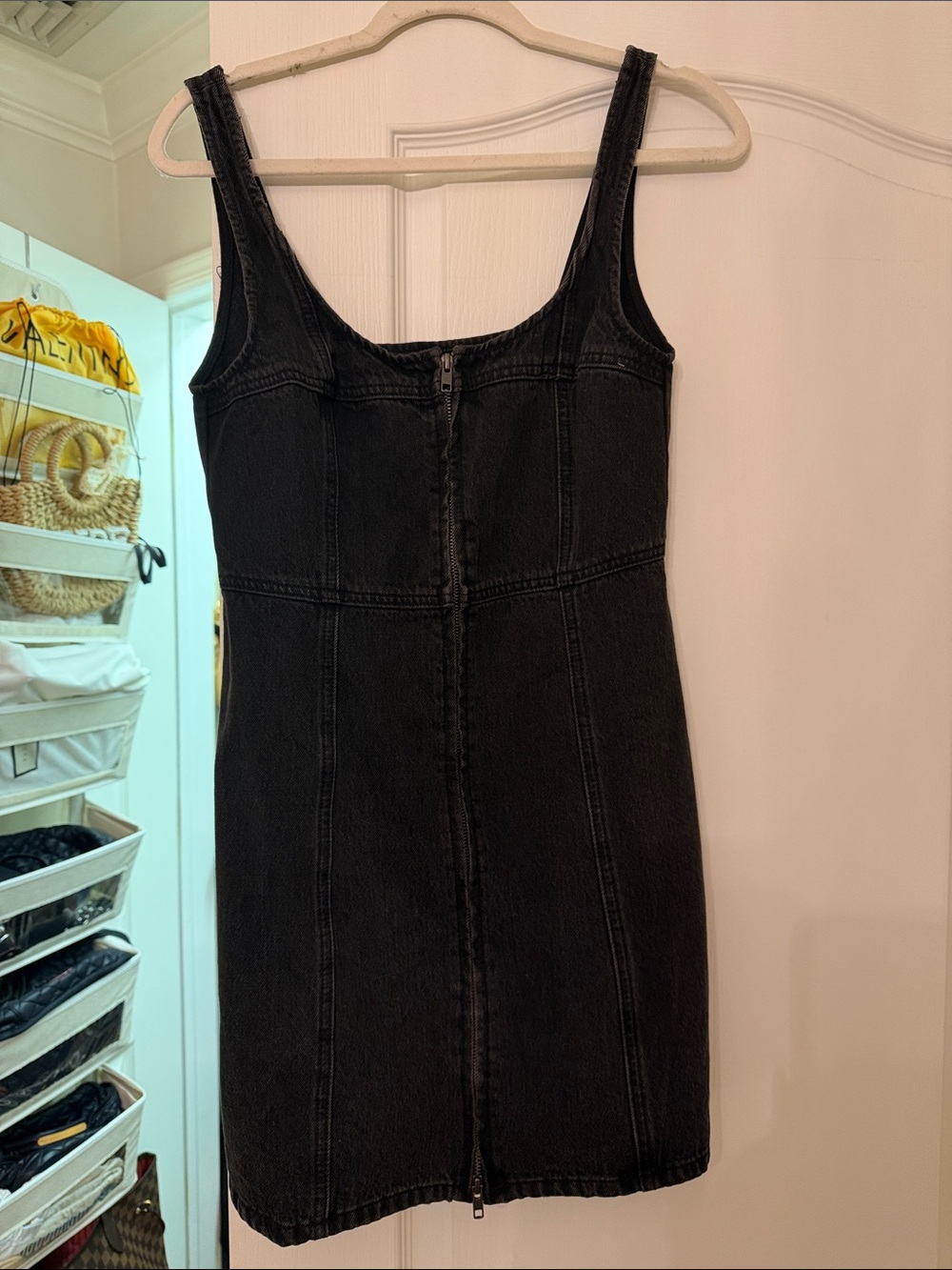 Showpo Black Zip-Front Denim Mini Dress